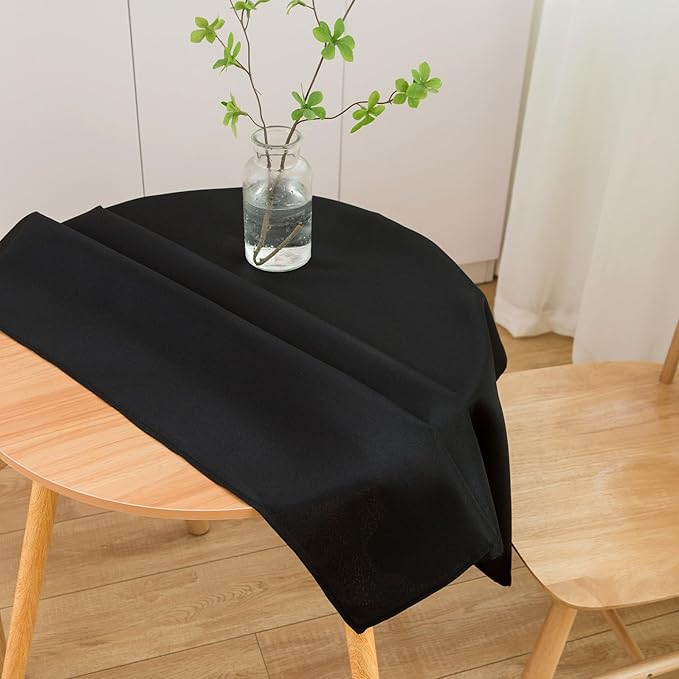 sancua Small Square Tablecloth 36 x 36 Inch Black, Stain and Wrinkle Resistant Washable Polyester Table Cloth for Dining Buffet Party Decorative Fabric Table Cover for Nightstand End Bedside Tables