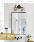 Black and Gold Bathroom Light Fixture, Farmhouse Wall Sconce Lighting with Clear Glass and Honeycomb Metal Shade, 2-Light Black Brass Vanity Light Over Mirror, AD-22001-2W-BK