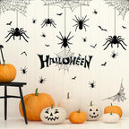 Halloween Spider Web Bat Patterns Wall Decals - Peel and Stick Removable Stickers for Scary Theme Party Decorations