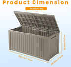 200 Gallon Resin Deck Box, Waterproof Outdoor Storage Bin for Patio Furniture, Pool Accessories, and Garden Tools, Lockable & UV-Resistant, Grey