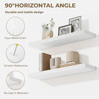 36 Inches Floating Shelves for Wall, 9.3" Deep Long Floating Shelves Set of 2, Large Display & Storage Shelf, Wall Shelf for Bathroom Bedroom Living Room Kitchen Office, White