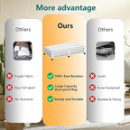 Bamboo Under Bed Storage Containers- Underbed Organizer with Wheels with Large Dust Bag,Sturdy Wood Rolling Under the Bed Shoe Storage Organizer Drawer 2 Packs (White, Long)