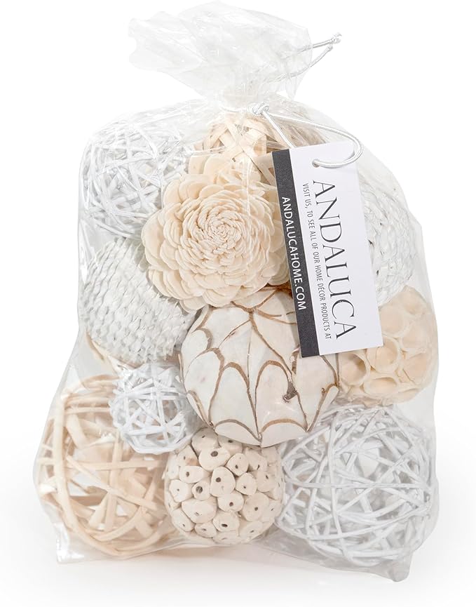ANDALUCA Decorative Balls Bag Bowl Filler Home Decor (White)