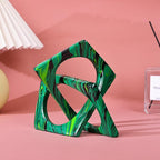 XMGZQ Emerald Green Knot Statue for Coffee Table Centerpiece Decor,Modern Abstract Art Geometric Sculpture and Figurines, Home Decor Accent,Cube Knick Knacks for Shelves,Bookshelf,Entryway,Floating