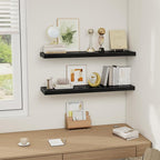 Fun Memories Black Floating Shelves 36 Inch Long, Rustic Farmhouse Bathroom Shelves Over Toliet, 36 x 8 Inch Floating Shelves for Wall, Deep Wall Shelf for Living Room, Kitchen, Bedroom, Set of 2