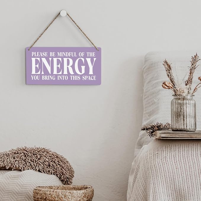 Purple Decor Spiritual Meditation Room Decor Inspirational Spa Decoration Positive Affirmations Wall Wood Plaque Sign Hanging Door Sign Home Office Yoga Room Decoration