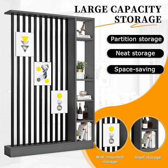 Wall Room Divider,Freestanding Room Divider with Shelves,Wood Room Divider Screen with Storage Cabinet, Wall Divider for Room Separation, for Home Office Decorative G 39.4×9.4×78.7in
