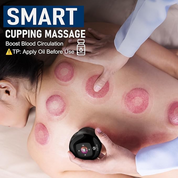5-in-1 Smart Dynamic Cupping Set, 20 Levels Cupping Kit for Massage Therapy with Red Ligh-t Therapy&Heat Penetrates for Targeted Pain Relief, Knots, Aches, Muscle Soreness - 1Pcs(Black)