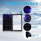 WANAI Mini Fridge Cooler 125Cans Beverage Refrigerator Glass Door Beverage Cooler for Beers Wine Juicer Adjustable Shelves LED Lights for Home, Office or Bar
