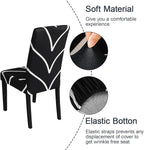 JQinHome Black Chair Covers for Dining Room Set of 6, High Stretch Removable Washable Parsons Chair Slipcover for Home Party Hotel Wedding Ceremony (6PCS, Geometric)