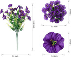 Artificial Flowers for Outdoors Fake Plants Outside Decoration, 12 Bundles Silk Colorful Morning Glory with Eucalyptus UV Resistant Realistic Faux Flowers for Planter Porch Patio Yard Garden