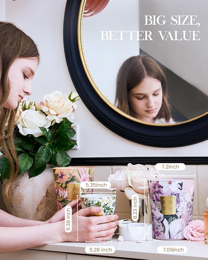 M&SENSE Jasmine Candles Highly Scented 3 Wick 35oz 150 Hours Burn Extra Large Jar Candles for Women, Natural Soy Wax Aromatherapy Candle for Stress Relief, Meditation, Yoga, Spa