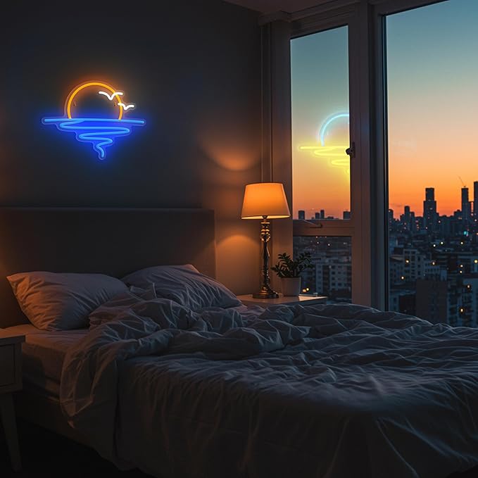 Sunset Sunrise Neon Sign for Wall Decor Dimmable LED Neon Light Sign for Beach Bedroom Living Room Wedding Bar Party Home Room Decor