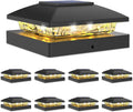 VOLISUN 4x4 Solar Post Cap Light 8pack,Solar Fence - Cap Lights Outdoor Waterproof for Wooden/Vinyl Post,Black Deck Post Cap Light Solar Powered with Warm White for Garden/Patio/Porch