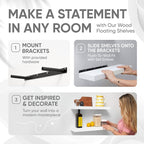 Homeforia White Floating Shelves 24 inch, High End Solid Real Wood 24inch Bathroom Floating Shelf for Wall Mounted, White Wooden 24in Floating Shelves, Heavy Duty Bracket, 24 X 6.5 X 1.75 in, Set of 4