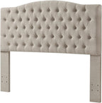 24KF Upholstered Tufted Button Linen Fabric Headboard,Comfortable Fashional Headboard Queen/Full Size,Linen