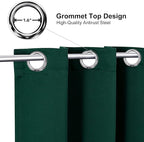 ChrisDowa Small Window Curtains 50 inches Long for Bedroom - Grommet Short Thermal Insulated Room Darkening Curtains for Kitchen (2 Panels, Forest Green, 29 x 50 Inch)
