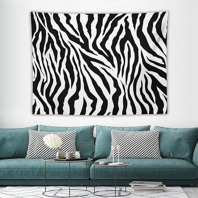 HZOHNAGO Zebra Print Tapestry Nature Wild Animals Black and White Stripe Printed Wall Tapestry Painting Wall Hanging for Bedroom Living Room Dorm 80" W x 60" H