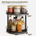 Lazy Susan Organizer, Rotating Spice Rack, 2 Tier Spice Turntable Organizer, Industrial Turntable Spice Holder, for Kitchen Countertop and Cabinet, Compact and Versatile, Black SR22BK