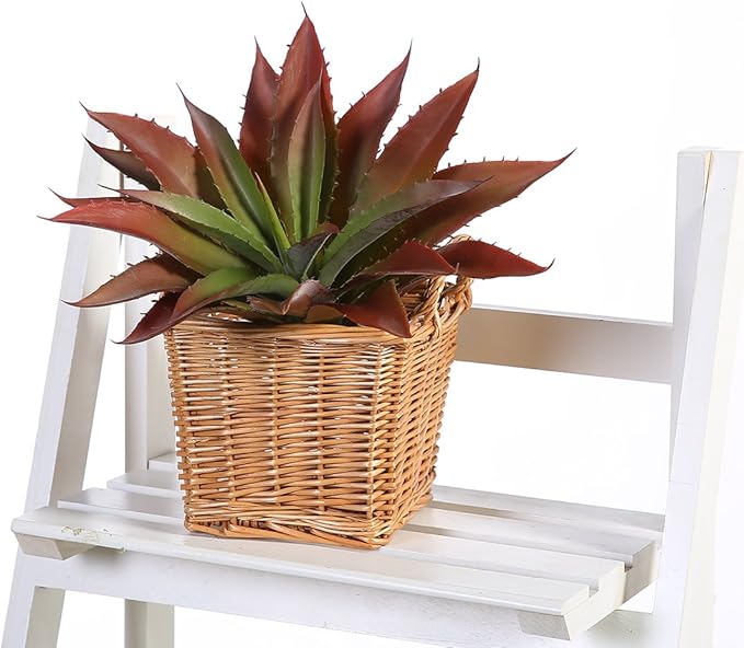 JUSTOYOU Large Artificial Succulents Aloe Plants Real Touch Fake Flowers Unpotted for Home Wedding Festival Arrangement (1, Green-Red)