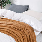 MIULEE Knitted Brown Throw Blanket for Couch,Boho Bed Decor Knit Outdoor Blankets Throw Size with Tassels Cozy Woven for Sofa Home Chair Wave Pattern 50" x 60" Inches