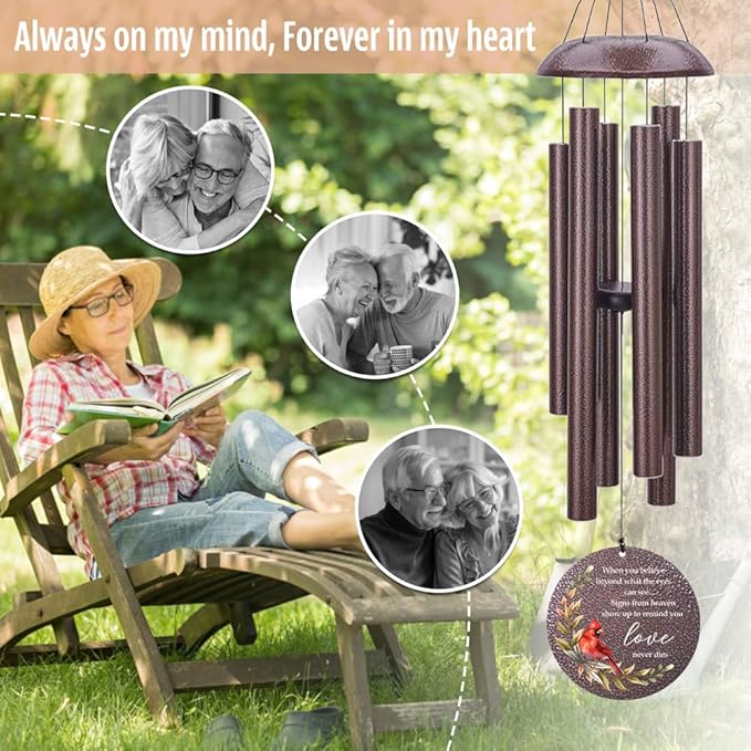 Personalized Sympathy Wind Chimes, Memorial Wind Chimes in Memory of a Loved One Gifts,Gifts for Who Loss of Dad, Mom,Brother, Friends, Sympathy Gift Baskets Home Decor Outdoor Garden Patio