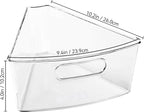 Oubonun Lazy Susan Organizers Set of 6, 10.2”x 9.4”x 4” Plastic Transparent Kitchen Cabinet Storage Bins with Handle, 4" Deep Container, 1/8 Wedge - Food Safe, without BPA