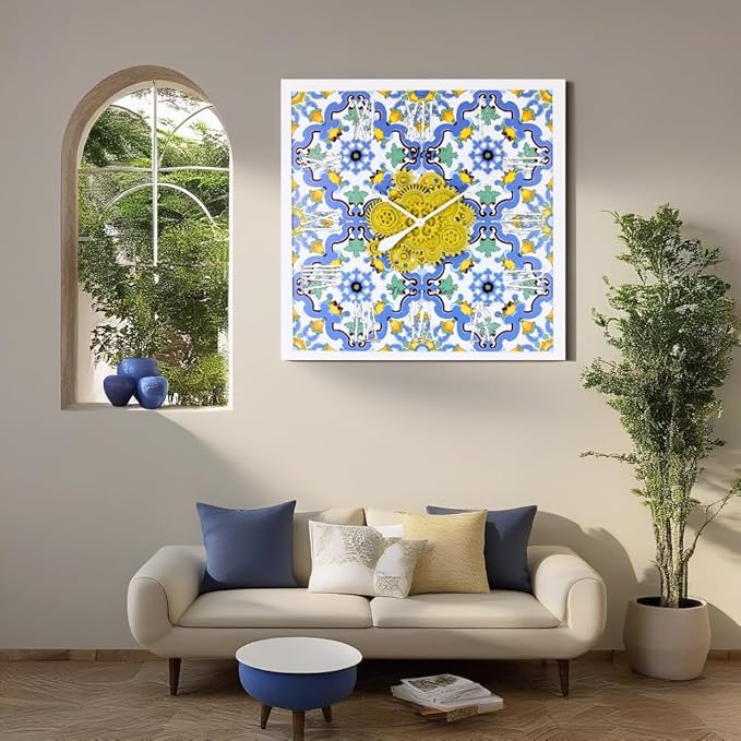 The Gears Clock Wall Clock Italy Collection with Moving Gears (Meta, 36 inch Square)