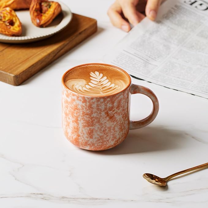 12 OZ Coffee Mugs Set of 6, Modern Coffee Mugs Set with handle for Tea/Latte/Cappuccino/Milk/Cocoa.