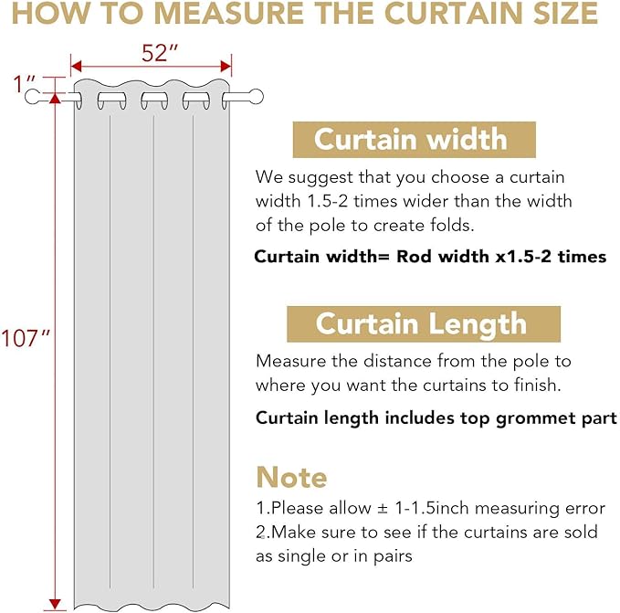 H.VERSAILTEX Room Darkening Curtains for Living Room Light Reducing Thermal Insulated Window Treatment Panels/Drapes Grommet Top 2 Panels (Ivory - 52 x 108 Inches)