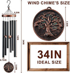 Memorial Wind Chimes for Loss of Loved One, Tree of Life Vintage Wind Chime for Outside, Sympathy/Memorial/Retirement/Festivals/Birthday Gift for Father/Mother/Lover (DIY 34" Tree of Life)