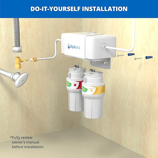 Aquasana Under Sink Water Filter System - Reduces PFAS, Lead, & Chlorine in Drinking Water - Under Counter Claryum Filtration for Kitchen - 2-Stage - Chrome Faucet - AQ-5200.56