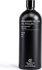 Terra & Co.® Brilliant Black® Oil Pulling Mouthwash | Natural Oil Rinse with Vitamin E for Strong Gums & Healthy Teeth | Fluoride-Free, Made in USA | 6.75 oz