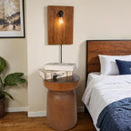 Solid Wood Tree Stump Table Wooden Side Table End Table Plant Stool Handmade Rustic Nightstand Natural Wood Stool Coffee Table for Home Office Patio (Brown)