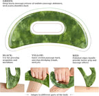 2 in 1 Jade Stone Gua Sha Massage Tool, Large Guasha Muscle Scraper Tools Set with Handle Muscle Scraping Massage Tools Anti Cellulite Spa Acupuncture Tools for Back Neck Leg Lymphatic Drainage