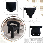 Black Sherpa Dining Chairs Set of 2, Modern Barrel Dining Room Chairs Upholstered Faux Fur Accent Chair with Arms and Round Back for Living Room Kitchen Armchair No Assembly Needed