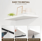 55" Floating Shelves for Wall, 12" Deep Slim White Floating Shelves, Wall-Mounted Shelves for Bedroom, Living Room, Kitchen, Bathroom - Set of 2