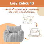 Giant Bean Bag Chairs for Adults with Filling Plush Fluffy Bean Bag Chairs for Teens with Armrests Comfy BeanBag Lazy Couch Sofa Chair for Bedroom Living Room Reading