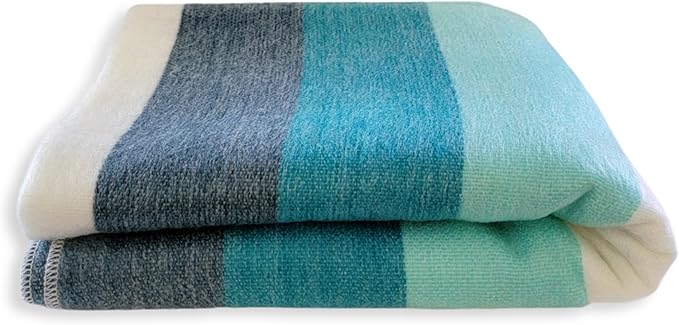 LATITUDE ZERO Alpaca Wool Throw Blanket | Warm, Ultra-Soft, Breathable, Non-Itchy Blanket-Throw | Hypoallergenic and Beautiful Fabric (Aquamarine)