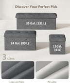 Storage Ottoman Bench, Folding Ottoman Foot Rest, 15 x 30 x 15 Inches, End of Bed Bench,Storage Chest, for Living Room, Bedroom, Hallway, Entryway, Dark Gray