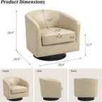 Swivel Barrel Accent Chair, Modern Round Faux Leather Arm Chair for Living Room, Bedroom, Comfy Club Reading Chairs for Adults(Faux Leather, Cream, Set of 2)