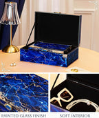 Homde Glass Decorative Storage Box: Set of 2 Boxes for Home Decor - Large Organizer with Lids for Decorations