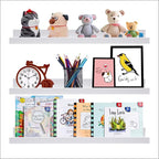 AZSKY White Kids Bookshelf Floating Shelves Wall Mounted 24 Inches Long Nursery Wooden Book Shelves for Toys Storage Picture Ledge Shelf for Living Room Bedroom Decor Books Photo Frames Set of 3