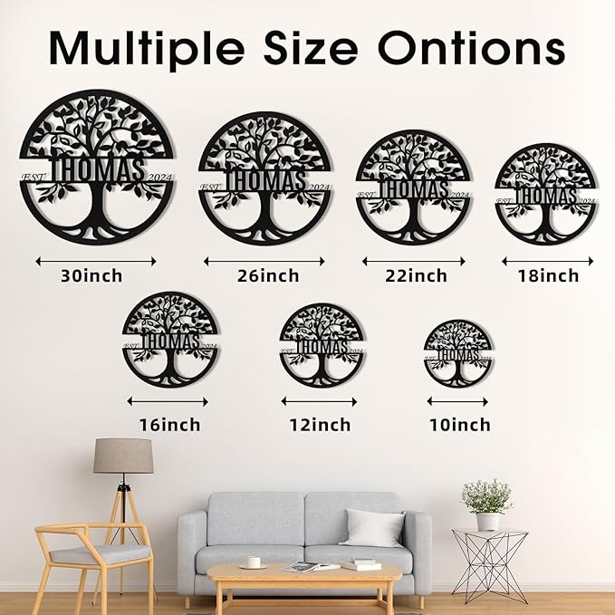 Metal Signs Customized, Tree of Life Metal Signs, Personalized Family Name Sign, Outdoor Metal Wall Art, Metal Tree Wall Decor, Porch Signs Outdoor, Housewarming Gift, Rustic Home Decor