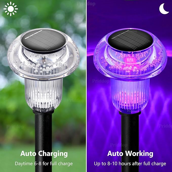 Solar Lights Outdoor Pathway Waterproof 12 Pack Color Changing LED Acrylic Mushroom Decorative Garden Lights for Yard Landscape Patio Outside Christmas Decorations