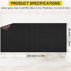 Marine Carpet, 5 FT x 20 FT Black Indoor/Outdoor Carpet, 0.2" Thick, Non-Slip, Waterproof, Machine Made, High Pile, Rectangular Area Rug