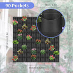 90 Pockets Hanging Planter Bags, Hanging Vertical Wall Mounted Plant Planting Grow Bags, Herb Garden Planter Outdoor Indoor Growing Bag, Gardening Vertical Greening Flower Container(1.1m×1.1m, Black)