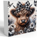 Highland Cow Decor, Highland Cow Gifts for women, Highland Cow Nursery Decor, Wooden Box Decor Sign for Home Farmhouse Office Living Room Table Shelf Tiered