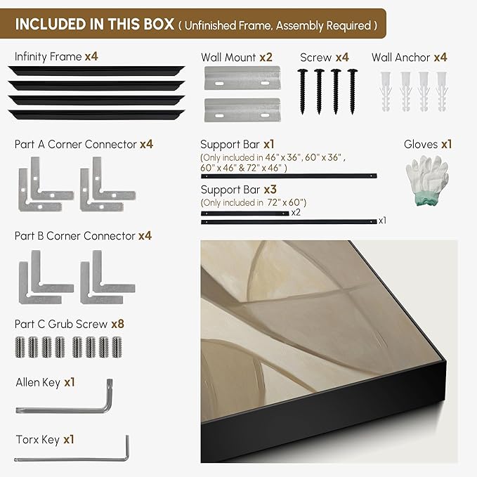 SIGNWIN 30"x60" Extra Large Framed Wall Art Neutral Abstract Geometric in Mid-Century Style, Retro-Inspired Design for Home Living Room Bedroom Decor (Frame Assembly Required)