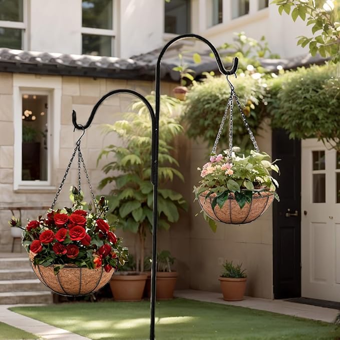 Hanging Baskets for Plants Outdoor(12 inch 4 Pack)- Coconut Coir Hanging Planters Outdoor,Metal Wire Baskets with Coco Liner, Hanging Pots for Plants Indoor, Flower Pots for Railings